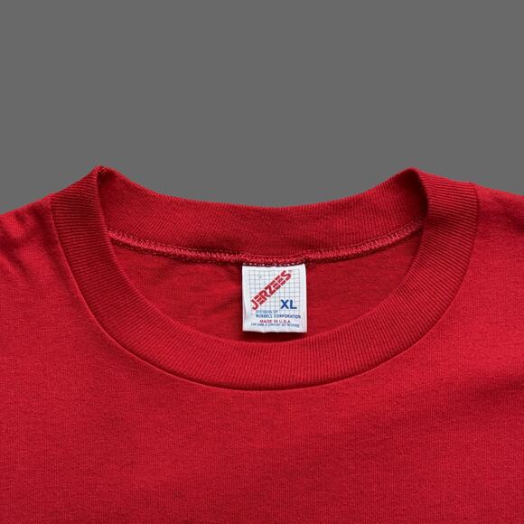 Jerzees VTG 90s T.S. Eliot Spinoff Graphic SS Single Stitch Tee Size XL Red - Picture 5 of 7